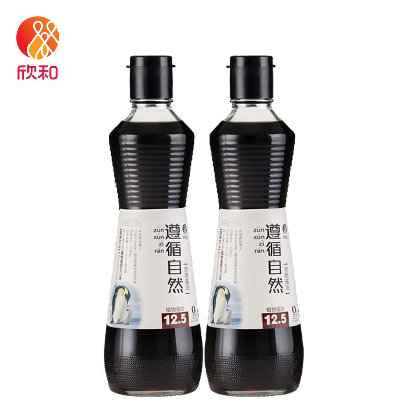 欣和( shinho) 欣和遵循自然原酿酱油375ml*2瓶零添加酿造特级酱油