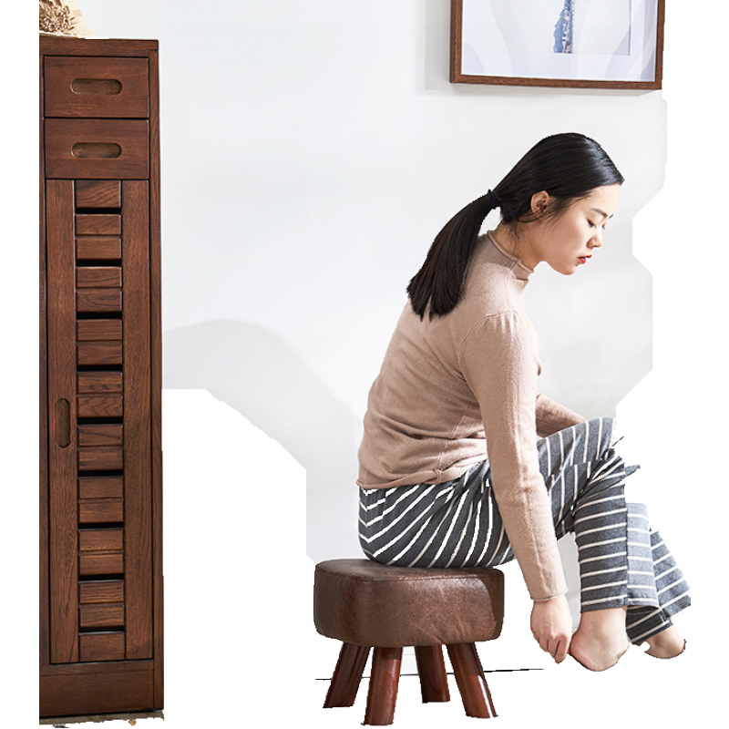 爱必居矮凳创意穿鞋凳布艺沙发凳小凳子家用方凳板凳换鞋凳子 棕色长凳大号