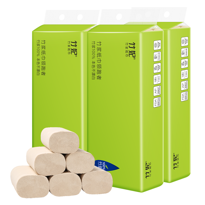 竹妃 zofee 本色卷紙4層112g*30卷無(wú)芯竹漿紙巾衛生紙 廁紙擦手紙整箱