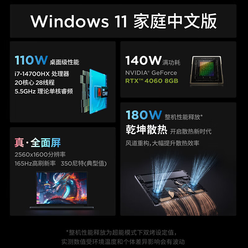 联想拯救者Y7000P 游戏笔记本电脑14代i7-14700HX 16G 1T RTX4060 2.5K 165Hz电竞屏 国家/政府补贴20%