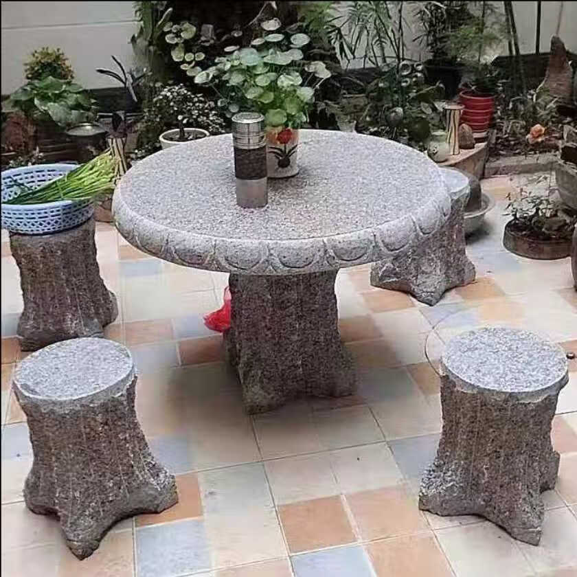 创京懿选石桌石凳户外凳庭院花园石桌石凳花岗岩大理石头雕刻庭院家