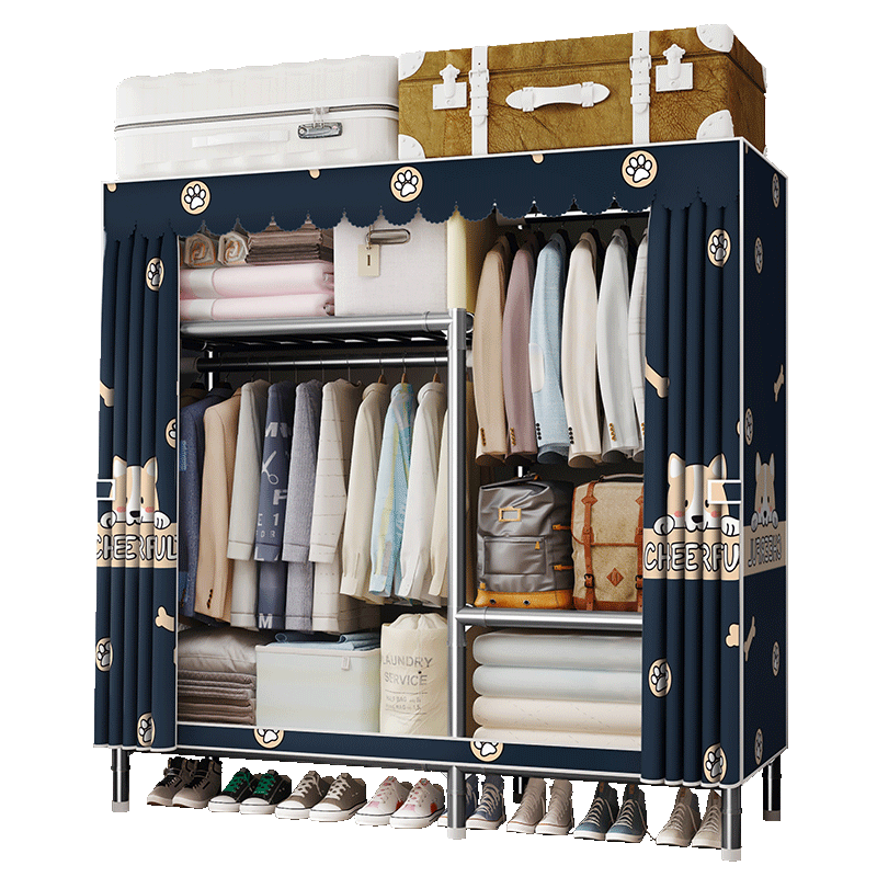 乐爱家 简易衣柜合金钢接头单人布衣柜布艺加固全钢架加粗钢管衣橱收纳学生宿舍家用租房组装衣橱