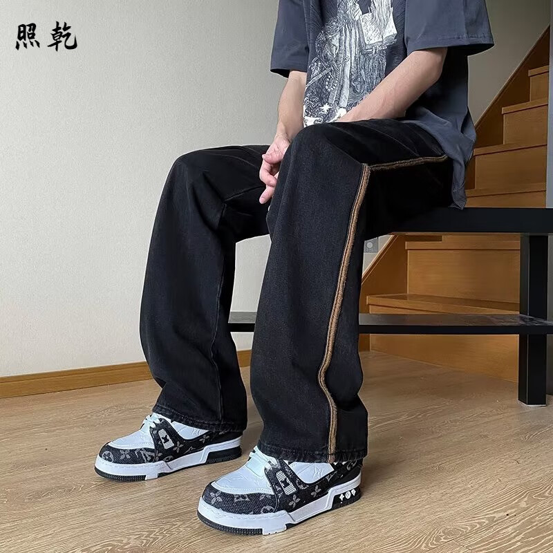 照乾gtrg牛仔裤男士直筒宽松春夏季薄款阔腿裤男款拖地长裤子美式高街