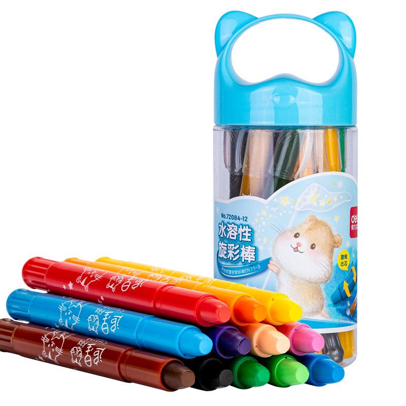 ������deli��12ɫˮ����ת�ͻ���˿���Ųʰ��׶�԰��ͯ��ɫ�滭Ϳѻ���ʿ�������72084-12��ͯ������Ů��