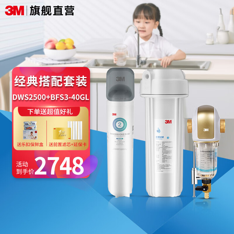 3M净水器套装家用净水机前置过滤器搭配全屋净化 【经典搭配】2500+40GL前置