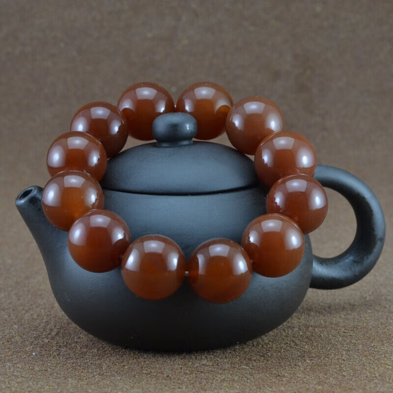 新疆手链 红玉手串籽料玛瑙佛珠 男女款原石 图片色