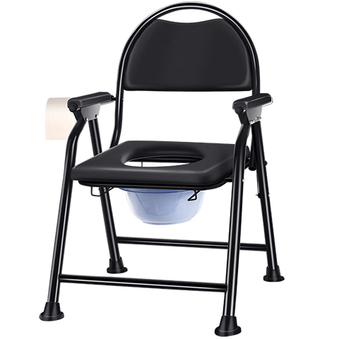 长寿泉 坐便椅凳可折叠便携多功能坐便器老人孕妇残疾人坐厕椅子移动马桶升级安全锁扣圆背带便桶坐便椅CSQ-ZB-01