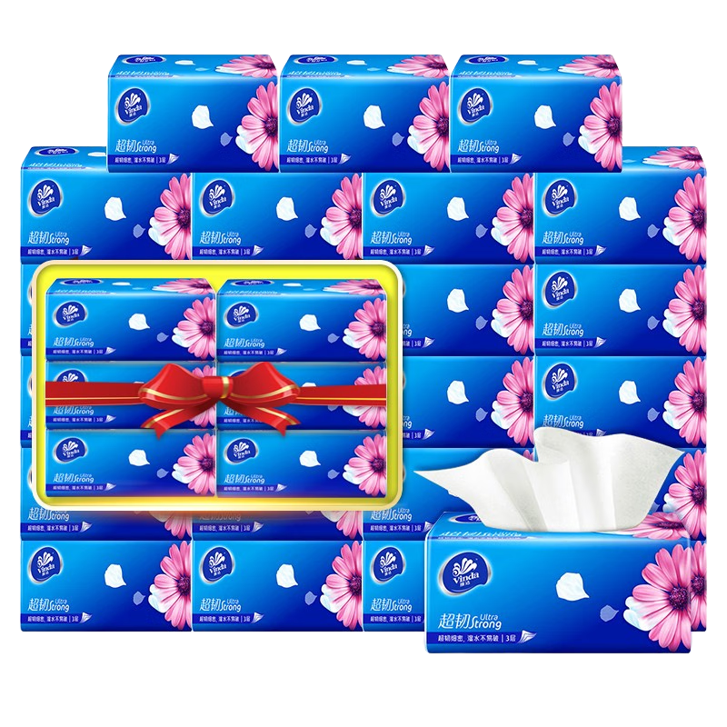 维达纸巾抽纸整箱大包家用实惠装抽取式餐巾纸卫生纸面巾纸抽 超韧 3层 100抽*30包