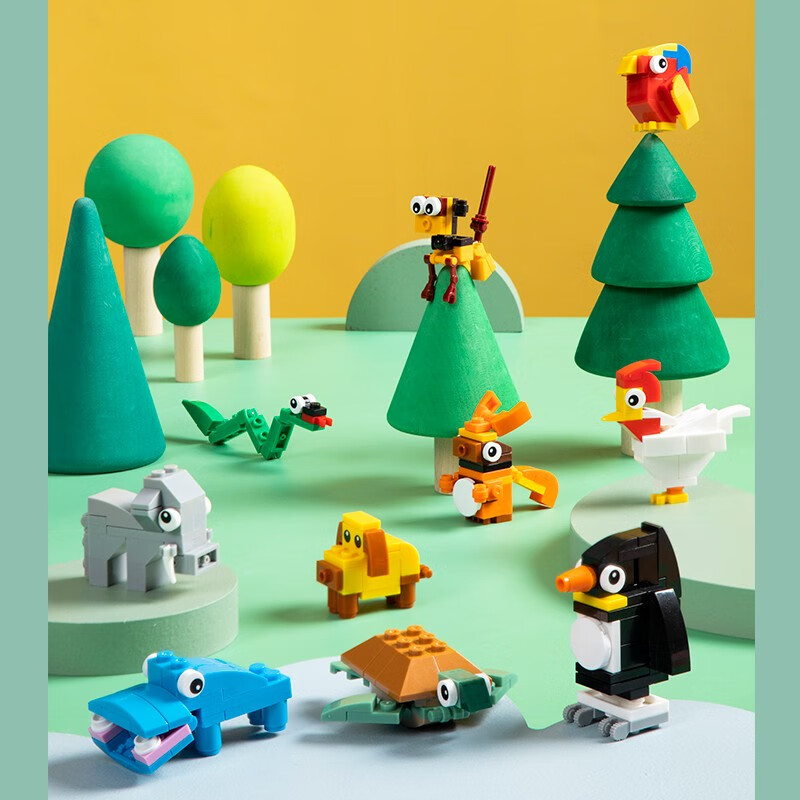 开益cayi小颗粒积木模型拼插拼搭动物世界儿童启蒙玩具送人男孩女孩