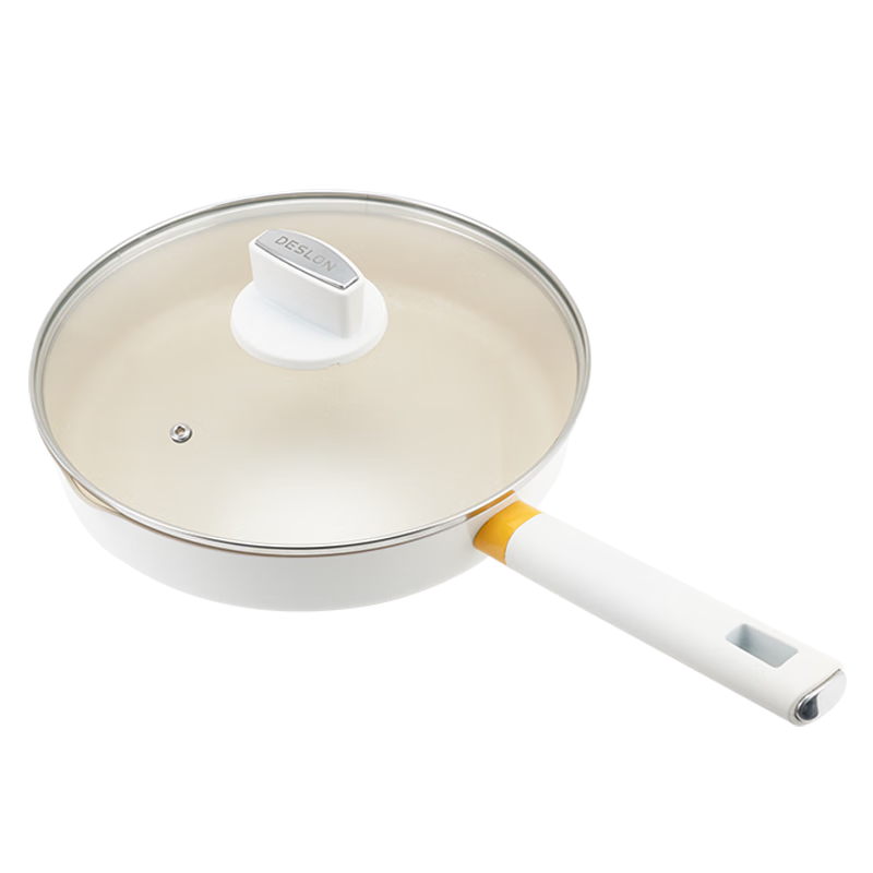 德世朗（DESLON）银月不锈钢不粘可视炒锅易洁少油烟麦饭石锅 电磁炉通用套锅 煎锅 26cm