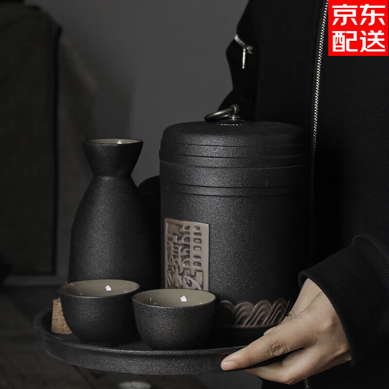 賢獅中式年年有魚分冷燙溫酒器家用大容量老式黃復古暖酒壺酒杯具套裝 【年年有魚】周-一壺兩杯