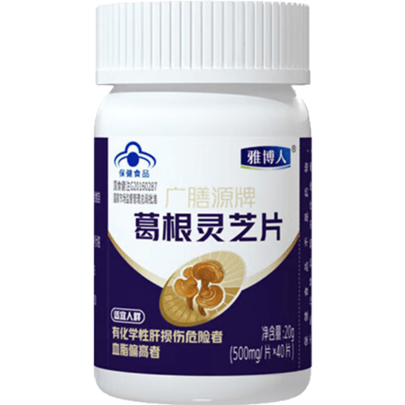 雅博人葛根灵芝片护.肝片胶囊辅助保护化学肝损伤血脂偏高喝酒熬 6瓶新包装【180片-巩固装】