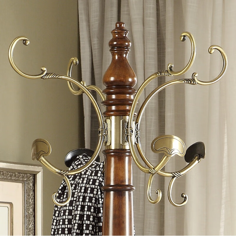 轩之准衣帽架挂钩配件实木卧室落地式衣帽架欧式创意造型圆管挂衣架