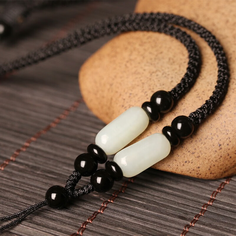 佐一生  zuoesen和田玉吊坠挂绳玉坠绳子玉佩的挂件绳玉器玉石玉佛