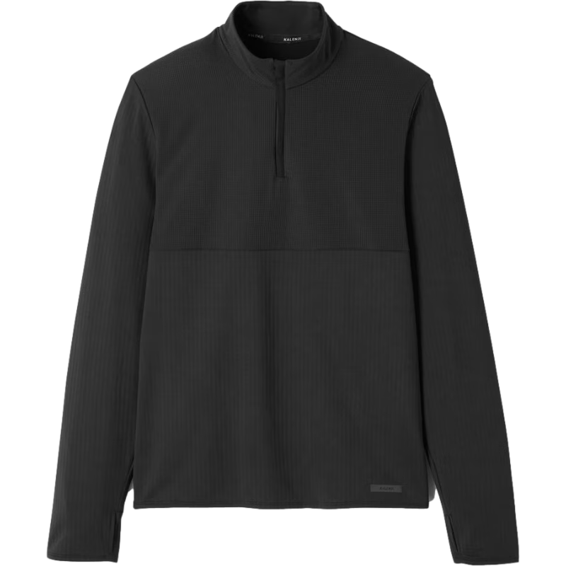 迪卡侬速干长袖T恤男秋季健身训练服宽松跑步运动岩石黑L-4447128