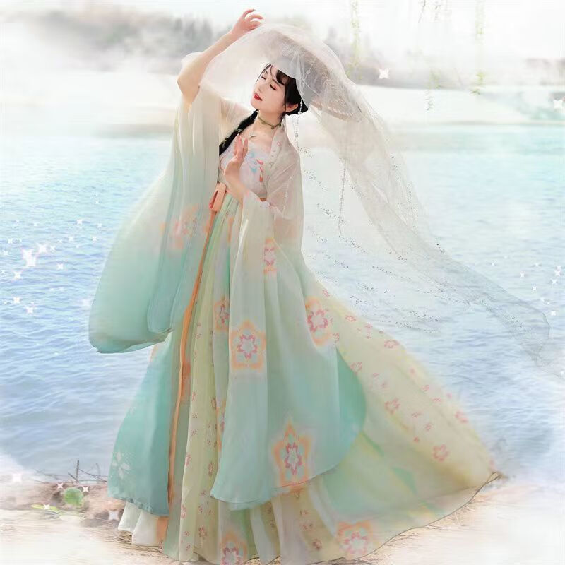 客汉服女成人仙气唐代汉服女大人唐制裙大袖衫中国风春秋 全套3米裙摆