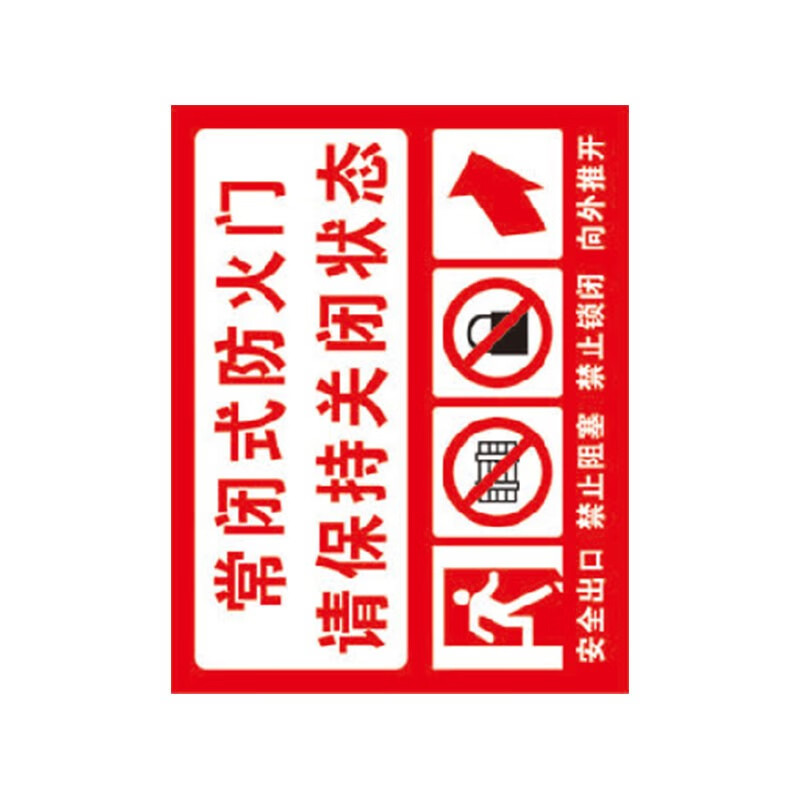 正馨安 常闭式防火门警示贴28*36cm 安全标识牌灭火器使用方法标牌标