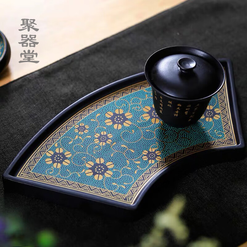 聚器堂 汉陶张生中式复古干泡盘茶艺壶承家用简约小托盘迷你茶盘 老段