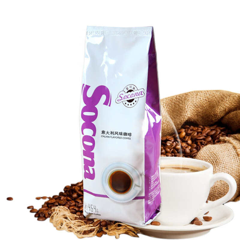 意大利拼配咖啡豆454g 意式浓缩咖啡现磨纯黑咖啡粉