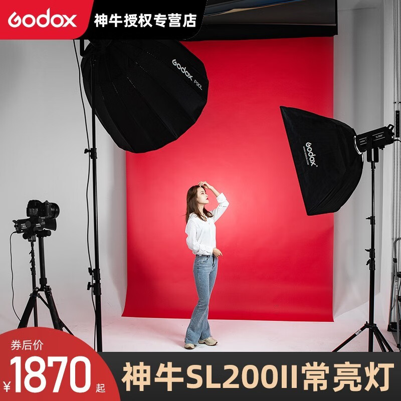 神牛(godox) sl200wii二代摄影灯直播间补光灯套装led太阳灯常亮灯