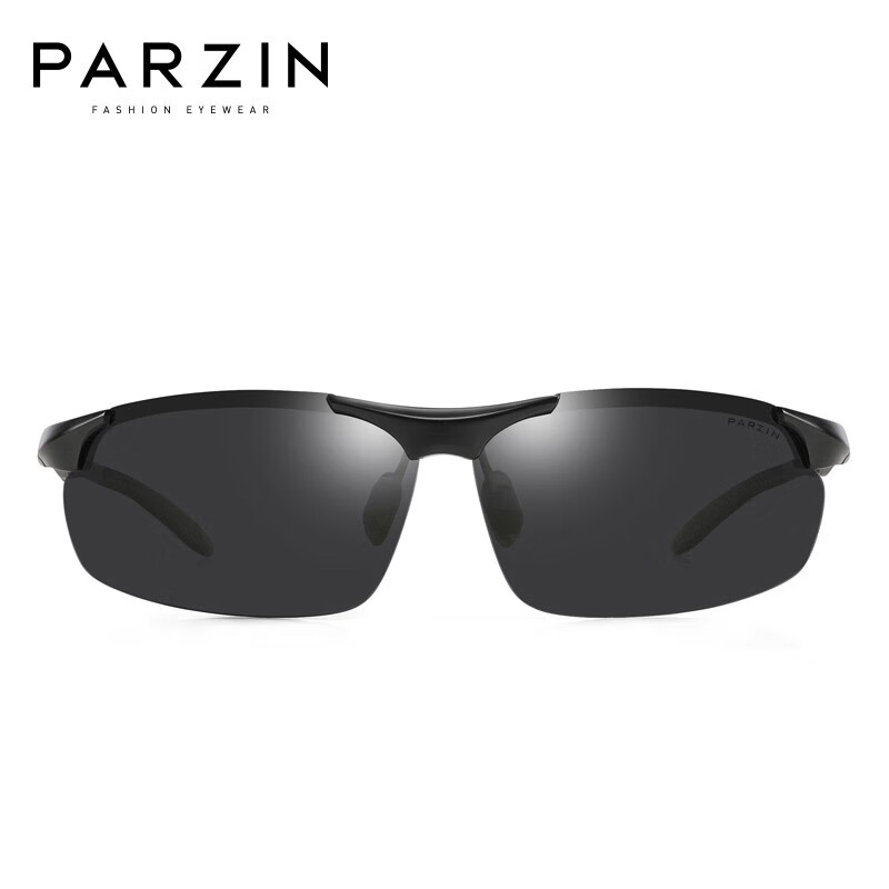 帕森(PARZIN) 运动太阳镜男 铝镁大框骑行偏光镜司机驾驶防晒墨镜 8003 黑框黑灰片