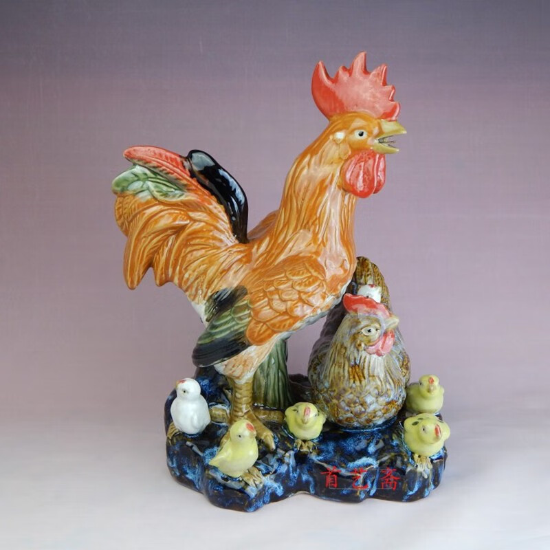 困而学 景德镇陶瓷鸡年摆件工艺品礼品 陶瓷鸡饰品礼物生肖大公鸡