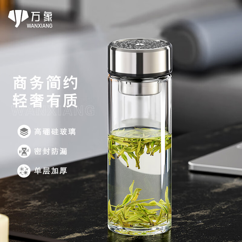 ����WANXIANG���Ӻ񵥲㲣������ʿ��������Яʽ���ش������豭�ߵ�����칫ˮ�� U451R-�ǿ���-420ml