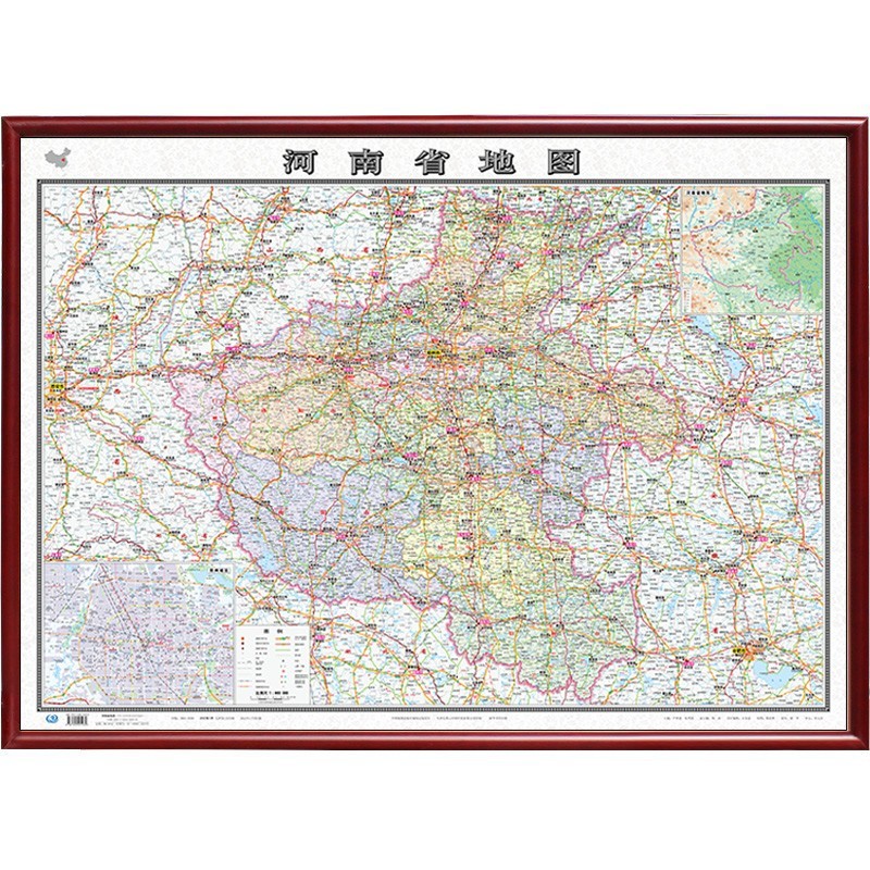 【定制边框】中国地图 分省系列 带框挂图 1.1米*0.8米 河南省地图