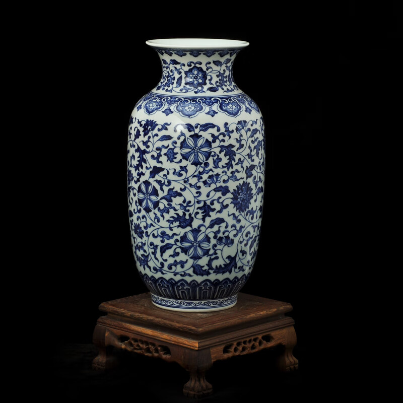 示优景德镇手绘青花瓷冬瓜瓶仿古陶瓷器花瓶摆件中式桌面玄关客厅摆件