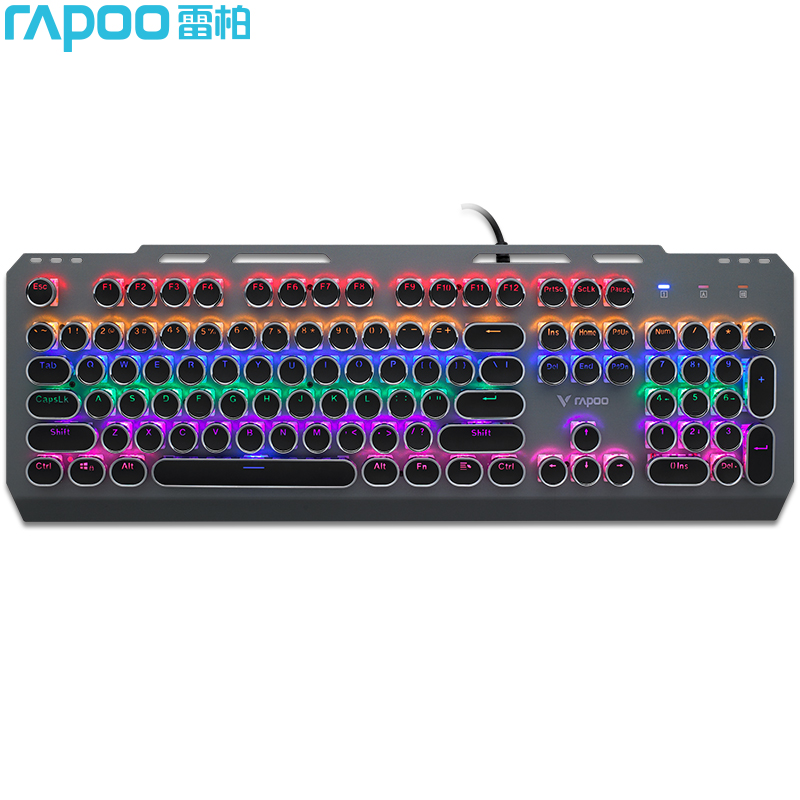 雷柏（Rapoo） GK500朋克版 机械键盘 有线键盘 游戏键盘 104键混光键盘 吃鸡键盘 电脑键盘 黑色 青轴