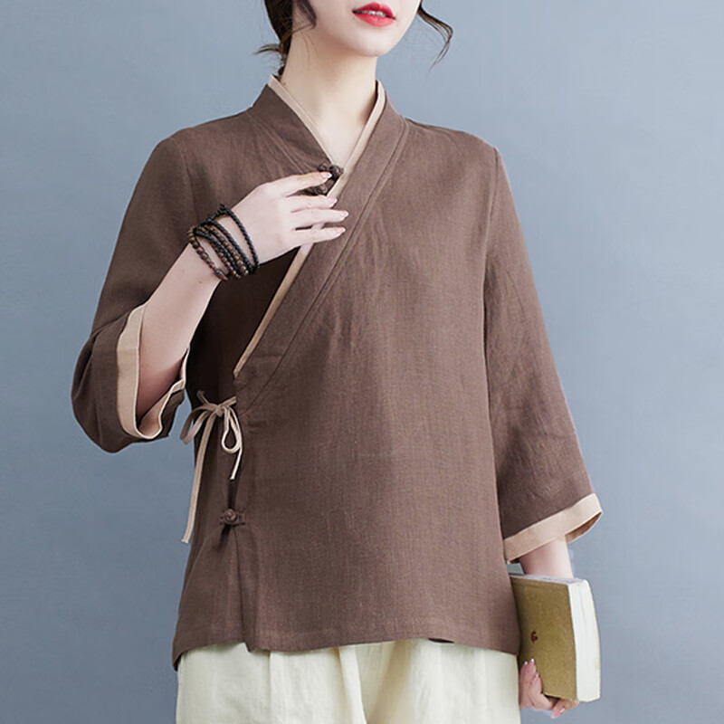 踏丽虹改良太极服唐装上衣女佛系禅意服装中式茶服中国风斜襟居士服