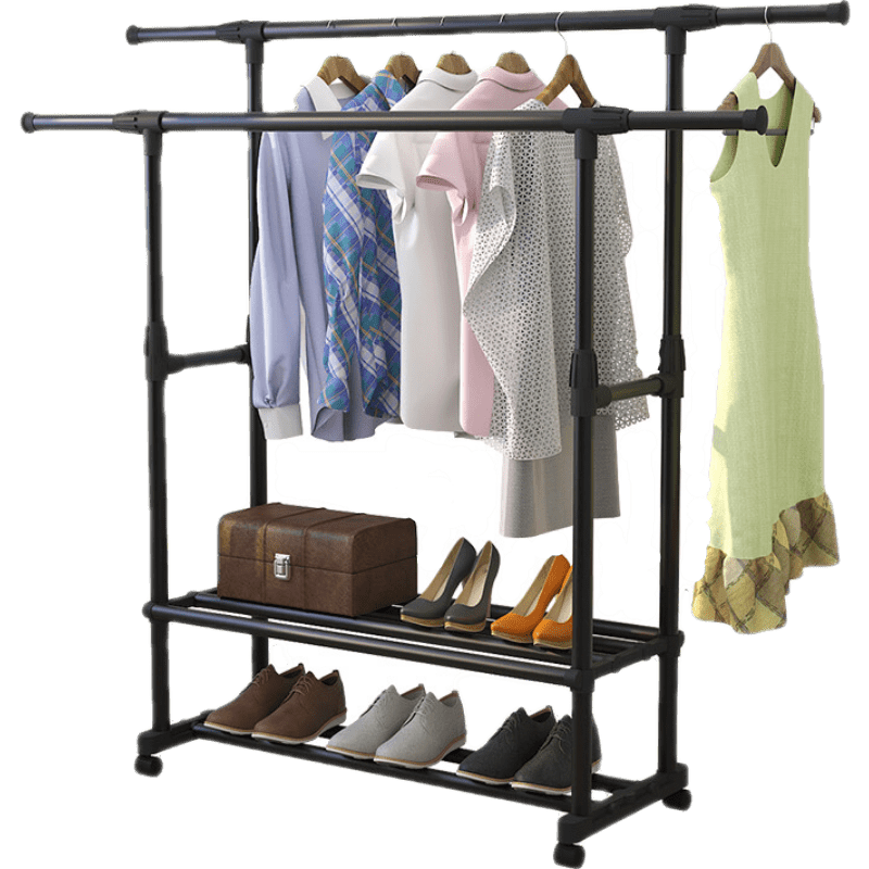 晾衣架落地挂衣架宿舍室内卧室学生折叠晒衣架家用简易凉衣服架子 【上下伸缩】中号简易款-68CM