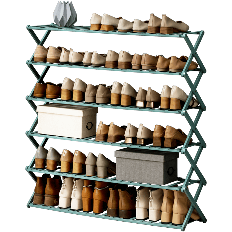 淘之良品 简易免安装多层落地鞋架子卧室客厅鞋柜宿舍收纳小鞋凳门口实木防尘家用经济型换鞋凳楠竹子置物架 【免安装】绿色-三层50长(升级加粗)