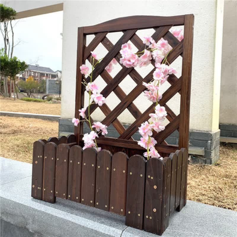 生态宜家防腐木花架子庭院装饰碳化花架户外花园花箱木栅栏花盆网格