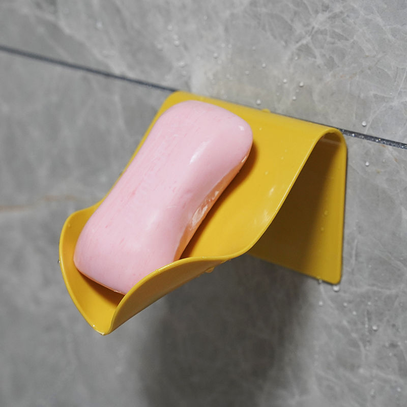 浴室卫生间肥皂架香皂盒架子挂壁式肥皂盒沥水免打孔厨房置物架 艺术肥皂架【黄色】 1个
