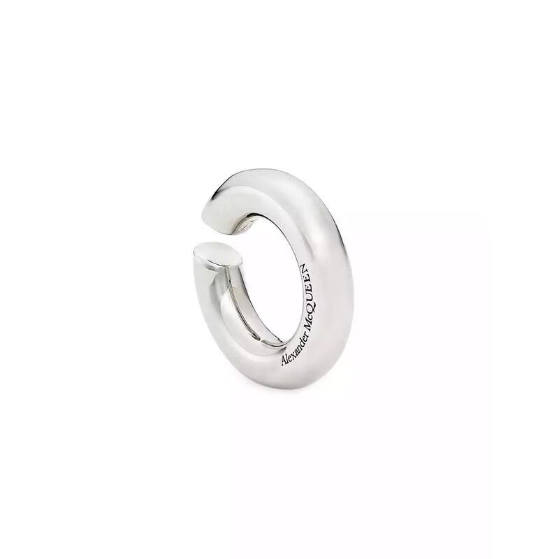 mcqueen) 女士耳环  domed 时尚个性简约圆顶银色金属单只左耳耳骨夹