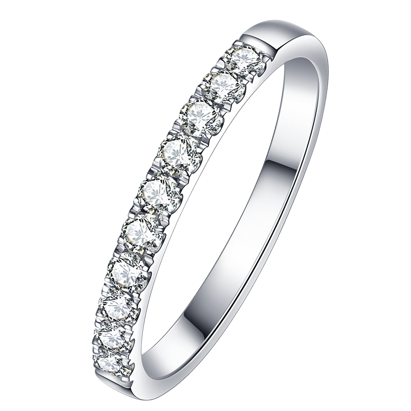 meluxe 钻戒18K金排戒结婚求婚钻石戒指女对戒 初雪-白18K金15分 R9445