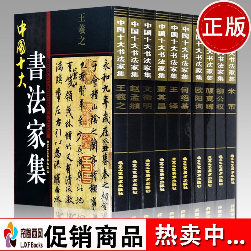 中国十大书法家集 精装大16开共10册 董其昌 柳公权 米芾 欧阳询 王羲之 赵孟頫 董其昌王铎米芾