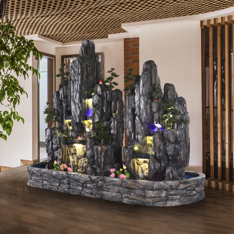 新中式招财流水假山摆件大型喷泉山水摆件花园庭院别墅室外鱼池 my