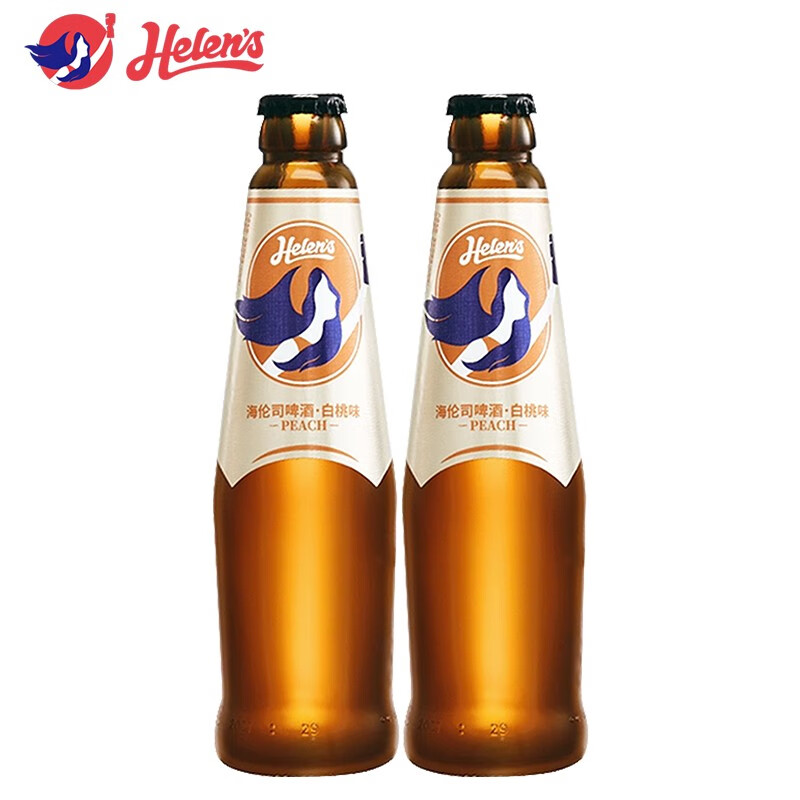 海伦司helens啤酒果啤果味酒微醺精酿甜啤酒 白桃味270ml*2瓶
