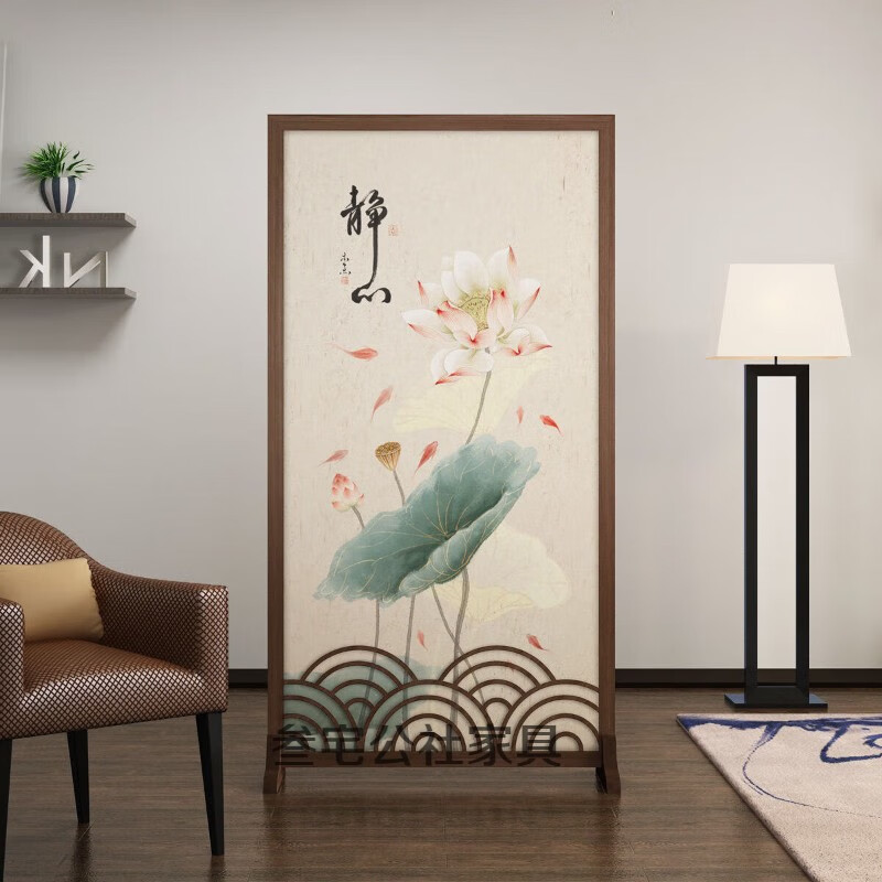 秋佳新中式进门厅屏风玄关隔断茶室酒店客厅书房办公家用入户遮挡座屏