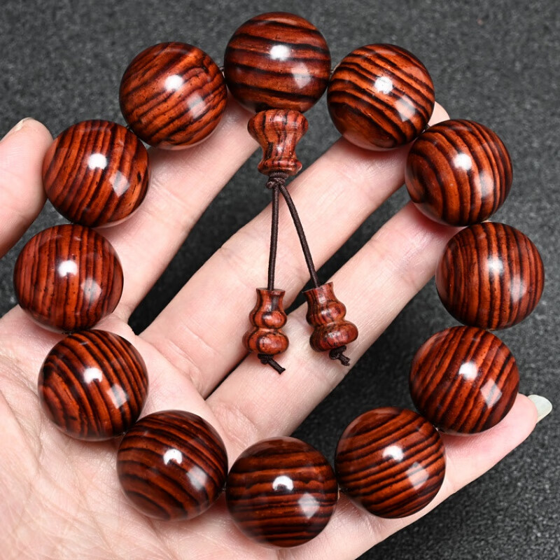 爱尚轩红酸枝手串黄檀手串红木佛珠念珠20mm文玩饰品 20mm*12颗横纹