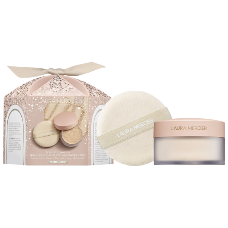罗拉玛希 （LAURA MERCIER）节日限定罗拉散粉套组 (焕颜清透蜜粉+粉扑) 29g节日礼物