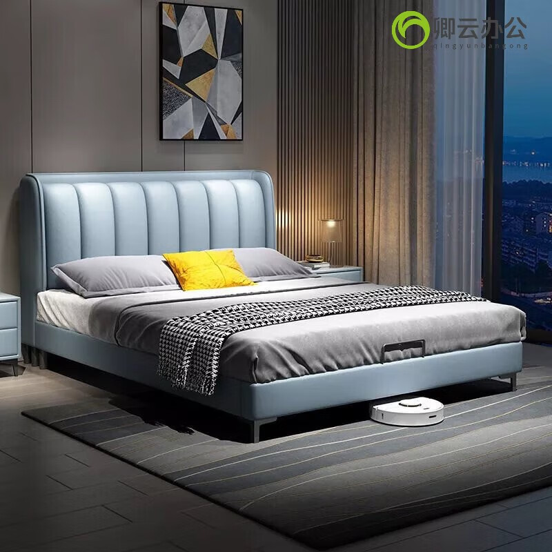 秋佳床双人床主卧小户型2023年新款轻奢真皮床现代简约双人床储物大