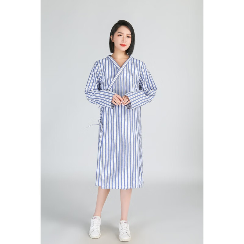 柏纳欧精神病院病服病号服长袖患者系带大褂易穿脱住院护理服睡衣大袍