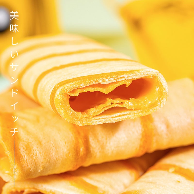 咔啰卡曼鸡蛋卷咸蛋黄味蛋卷网红休闲零食礼盒榴莲味饼干罐装礼品308g 咸味蛋黄蛋卷308g