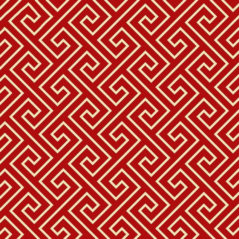 新中式风格壁纸回纹古典禅意中国风饭店客厅墙纸大红色电视背景 cn789