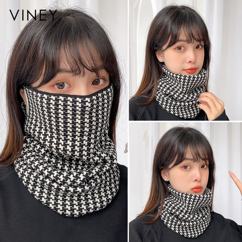 viney面罩女冬季韩版百搭千鸟格挂耳防风寒脖套女士保暖护颈围脖帽女使用感如何?