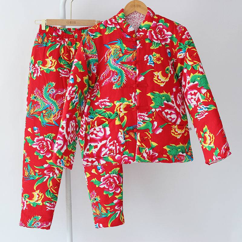 东北大花袄大花布棉袄男士大花布丝绵成人民族风棉衣服男女士棉袄居家