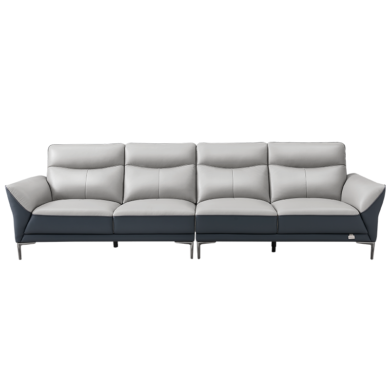 全友家居沙发客厅现代简约皮沙发大小户型牛皮沙发组合立体围边多功能扶手沙发102711 【蓝灰撞色】A皮沙发(左2+右2)